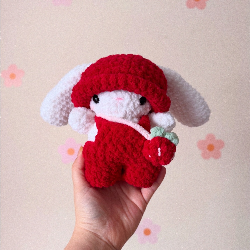 Crochet strawberry bunny plushie - HANDMADE BY ME